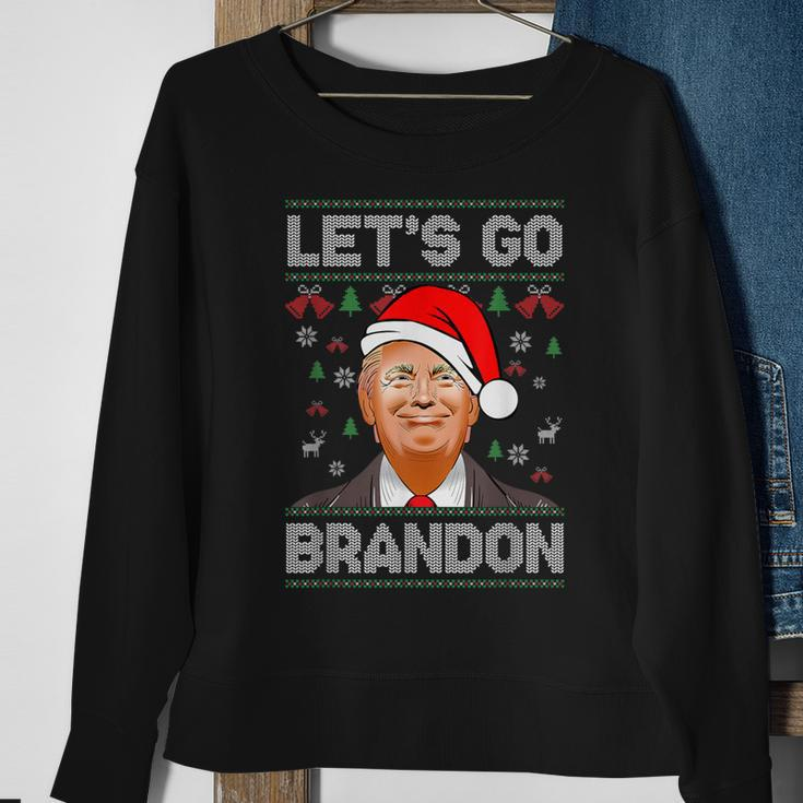Trump Ugly Christmas Sweater Let's Go Bradon Meme Xmas Sweatshirt Gifts for Old Women