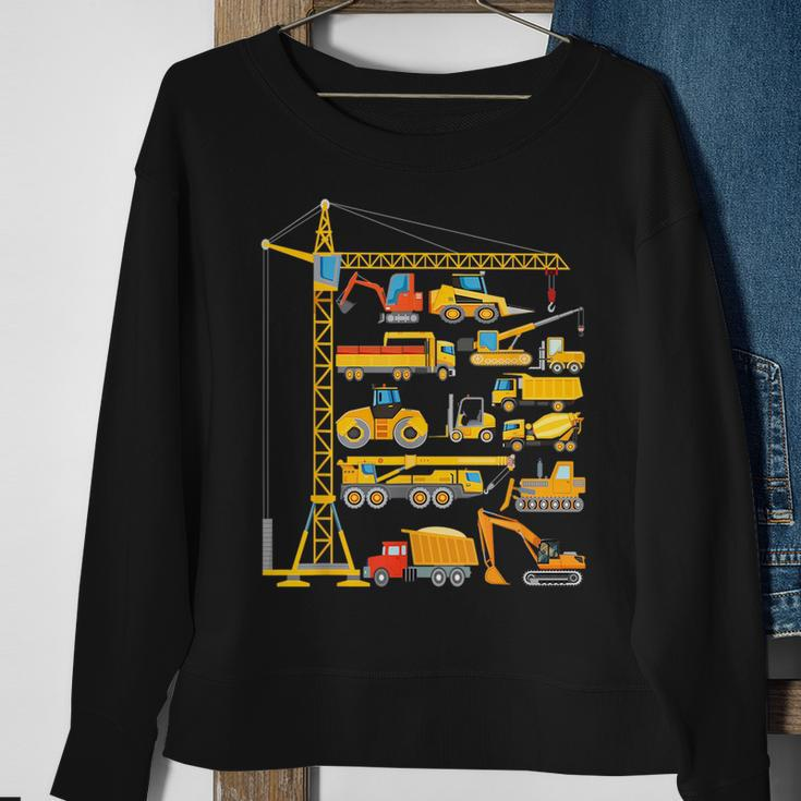 Types Of Construction Excavator Bulldozer Truck Crane Sweatshirt Gifts for Old Women