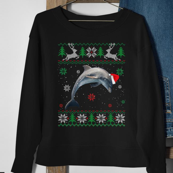 Ugly Sweater Christmas Dolphin Lover Santa Hat Animals Sweatshirt Gifts for Old Women