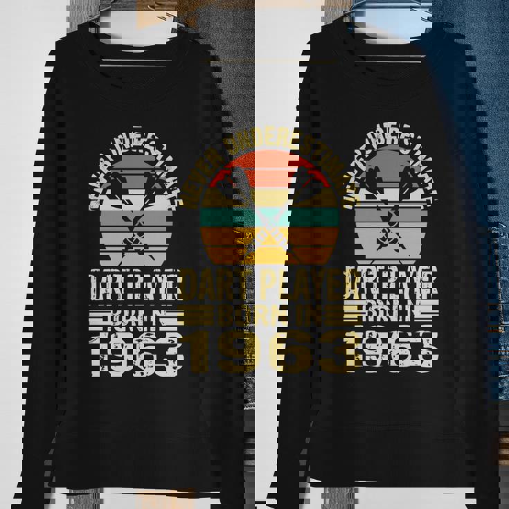 Never Underestimate Dart Player Born In 1963 Dart Darts Sweatshirt Gifts for Old Women