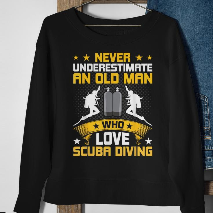 Never Underestimate Old Man Love Scuba Diving Sweatshirt Gifts for Old Women