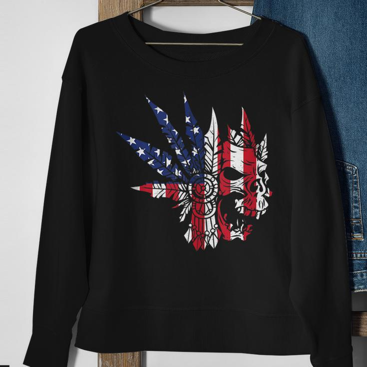 Usa American Flag Skull Skeleton Biker Style Gift Idea Biker Funny Gifts Sweatshirt Gifts for Old Women