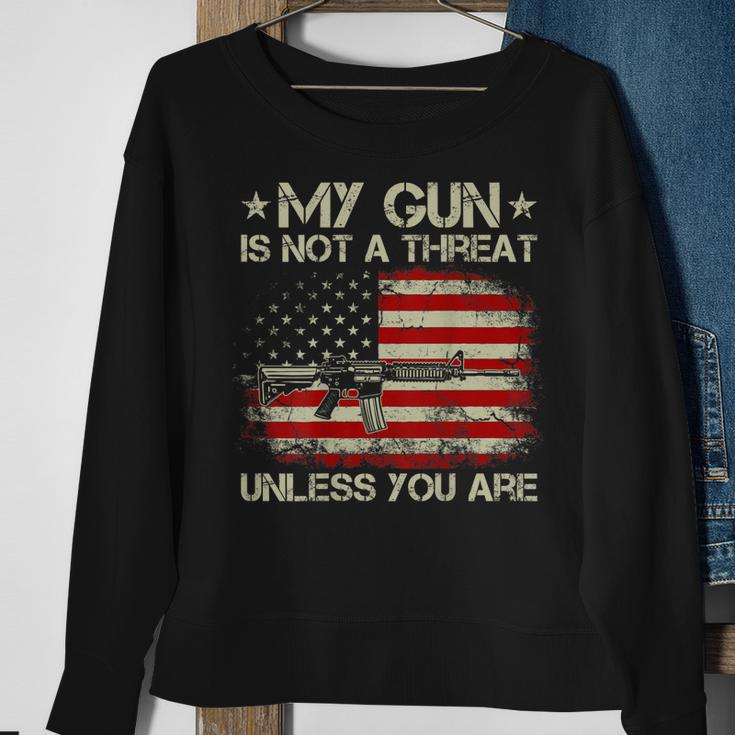 Usa Flag My Gun Is Not A Threat Unless You Are On Back Sweatshirt Gifts for Old Women