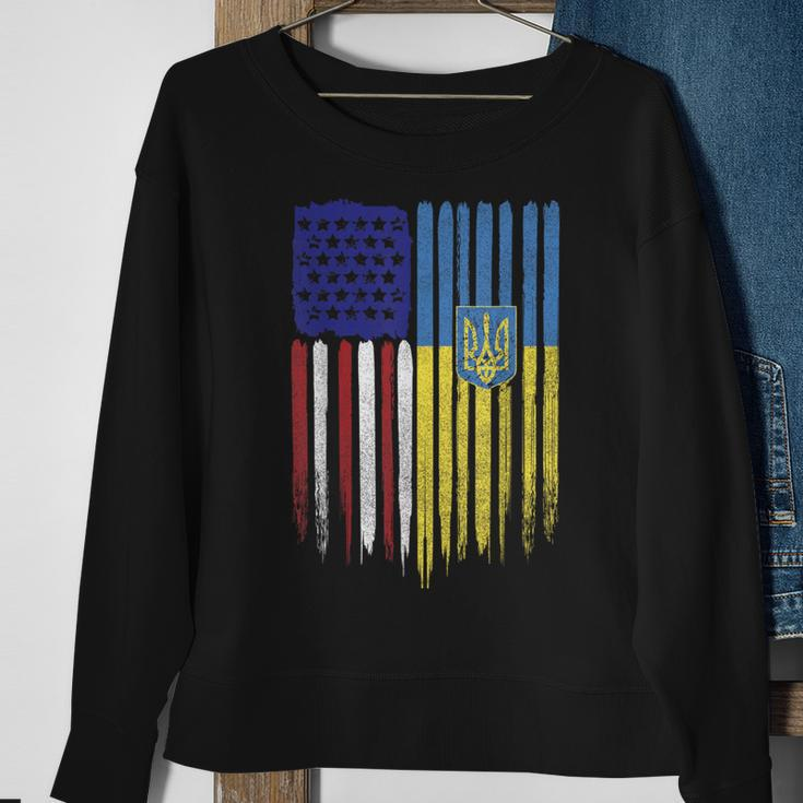 Usa Ukraine Ukrainian Flag Trident Roots Sweatshirt Gifts for Old Women