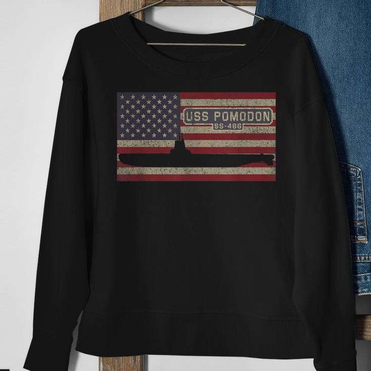 Uss Pomodon Ss-486 Submarine Usa American Flag Sweatshirt Gifts for Old Women
