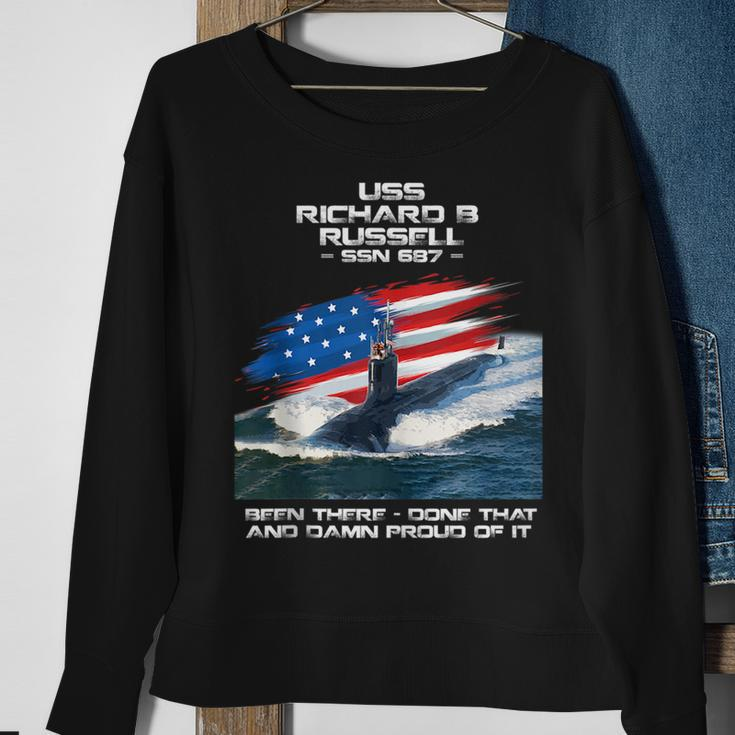 Uss Richard B Russell Ssn-687 American Flag Submarine Sweatshirt Gifts for Old Women