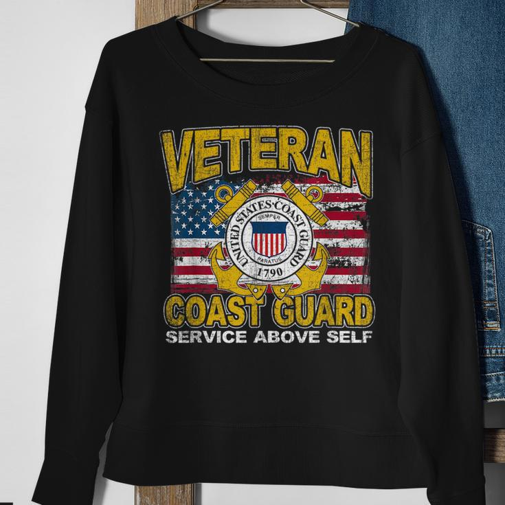 Veteran Coast Guard Service Above Self DistressedVeteran Funny Gifts Sweatshirt Gifts for Old Women