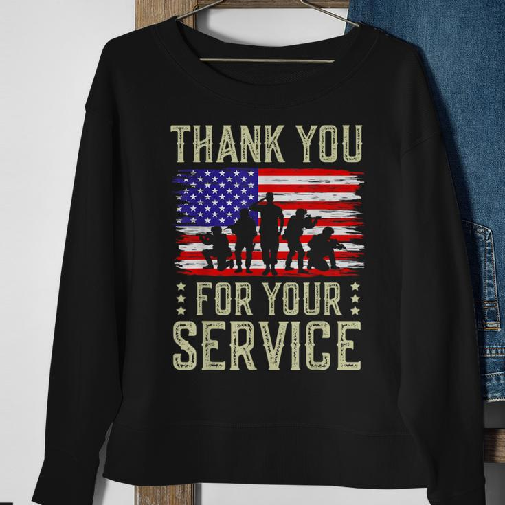 Veteran Thank You For Your Service Us Flag Veterans Day Sweatshirt Gifts for Old Women