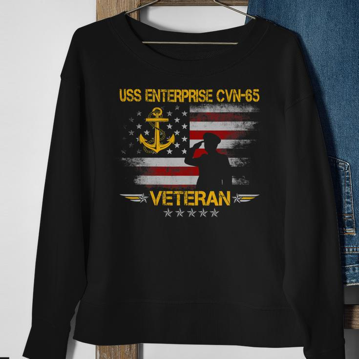 Veteran Vets Uss Enterprise Cvn65 Aircraft Carrier Veteran Flag Vintage Veterans Sweatshirt Gifts for Old Women