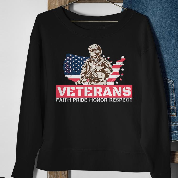 Veterans Faith Pride Honor Respect Patriotic Veteran Sweatshirt Gifts for Old Women