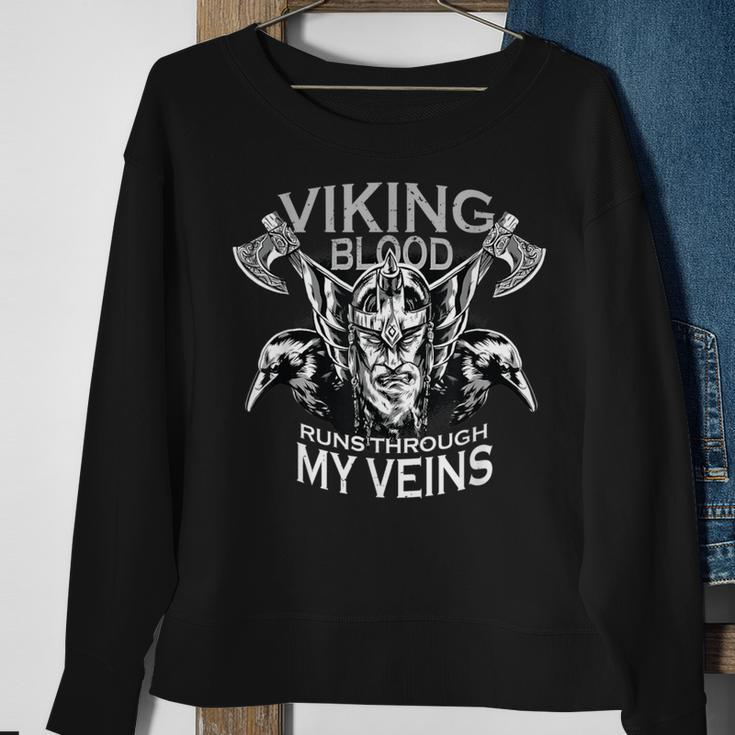 Viking Blood Run Through My Veins Dad Sweatshirt Gifts for Old Women