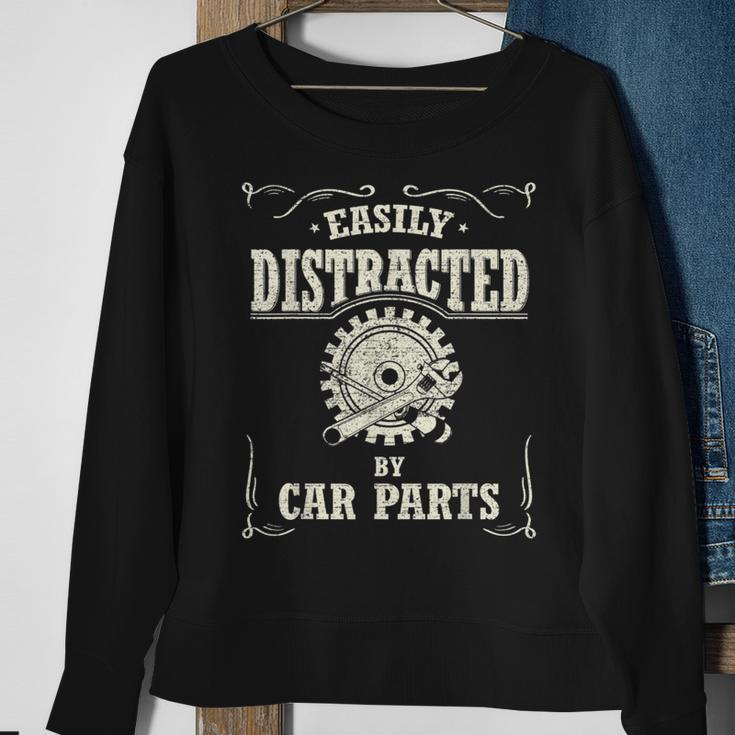 Vintage Car Lover Easily Distracted By Car Parts Sweatshirt Gifts for Old Women