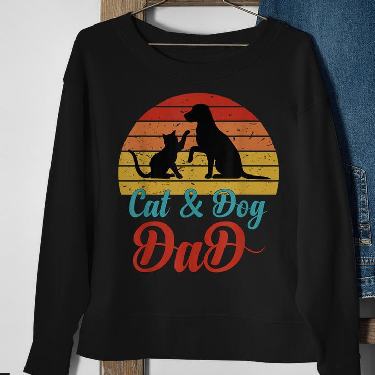Vintage Cat And Dog Dad Owner Funny Father Daddy Pet Animal Sweatshirt Gifts for Old Women