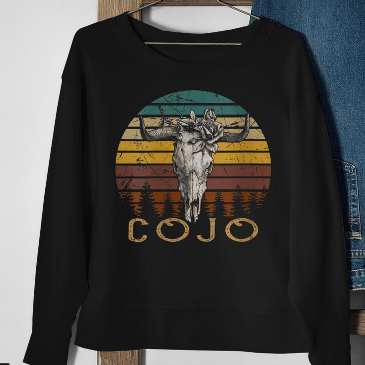 Vintage Cojo Bull Skull Flower Music 80S 90S Cowgirl Western Gift For Womens Sweatshirt Gifts for Old Women