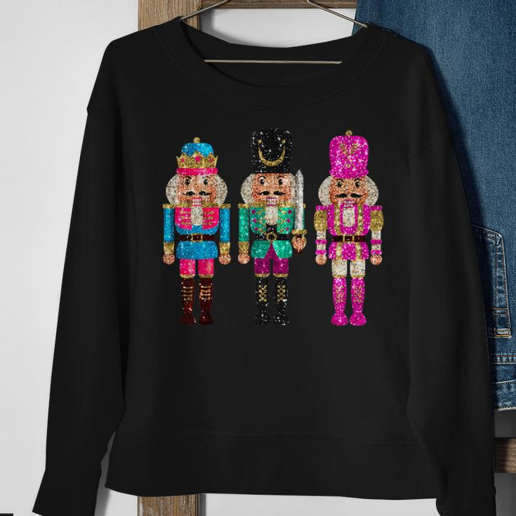 Vintage Sequin Cheerful Sparkly Nutcrackers Christmas Sweatshirt Gifts for Old Women