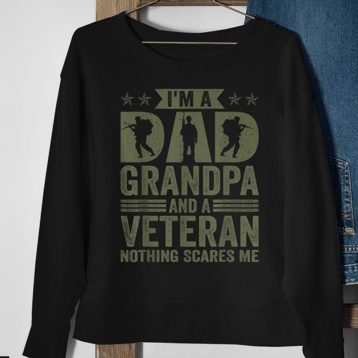 Vintage Im A Dad Grandpa And Veteran Nothing Scares Me Sweatshirt Gifts for Old Women