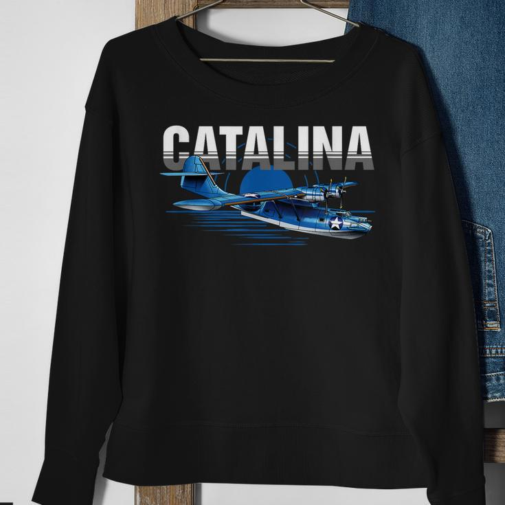 Vintage Military Aviation Flying Boat Sweatshirt Gifts for Old Women