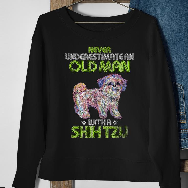 Vintage Never Underestimate An Old Man With A Shih Tzu Funny Gift For Mens Sweatshirt Gifts for Old Women