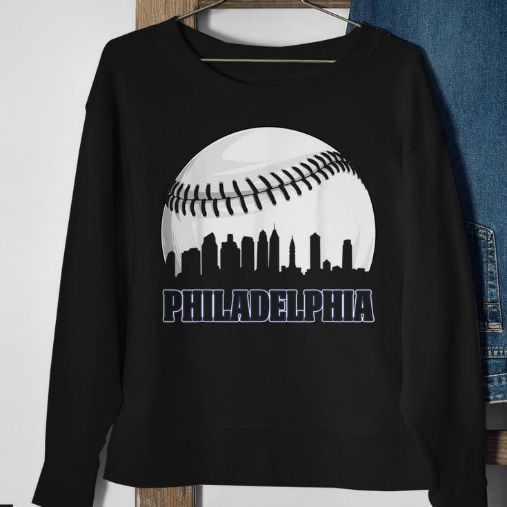 Vintage Philadelphia Baseball Skyline Retro Philly Cityscap Sweatshirt Gifts for Old Women