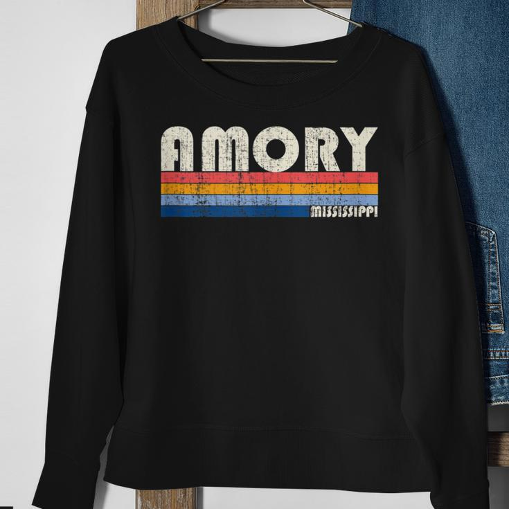Vintage Retro 70S 80S Style Hometown Of Amory Ms Sweatshirt Gifts for Old Women