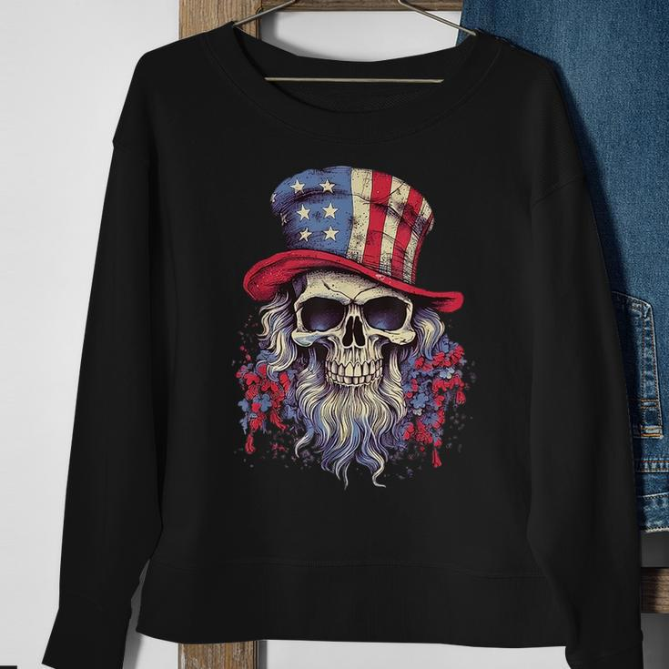 Vintage Skull American Flag Hat 4Th Of July Patriotic Men Patriotic Funny Gifts Sweatshirt Gifts for Old Women