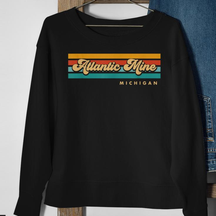 Vintage Sunset Stripes Atlantic Mine Michigan Sweatshirt Gifts for Old Women
