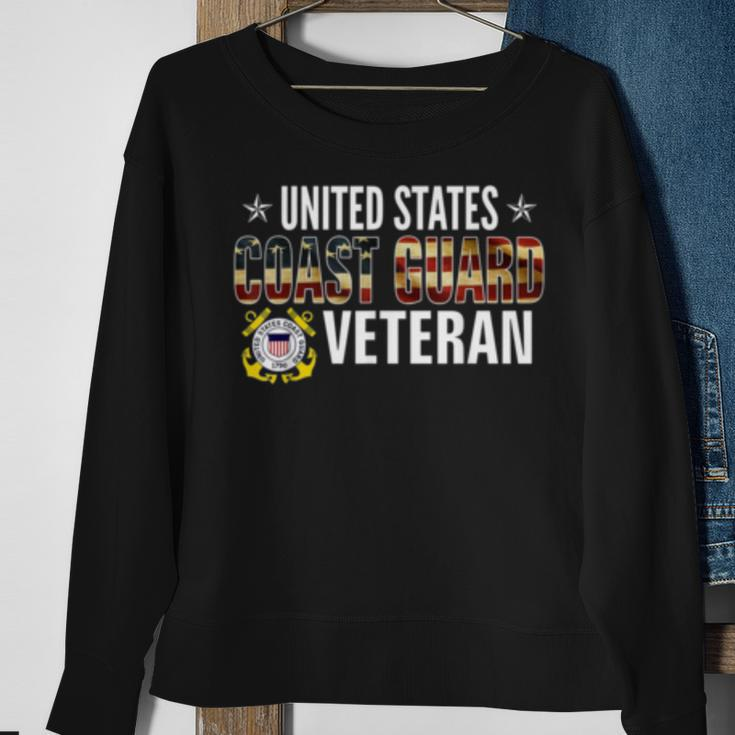 Vintage United States Coast Guard Veteran American Flag Gift Sweatshirt Gifts for Old Women