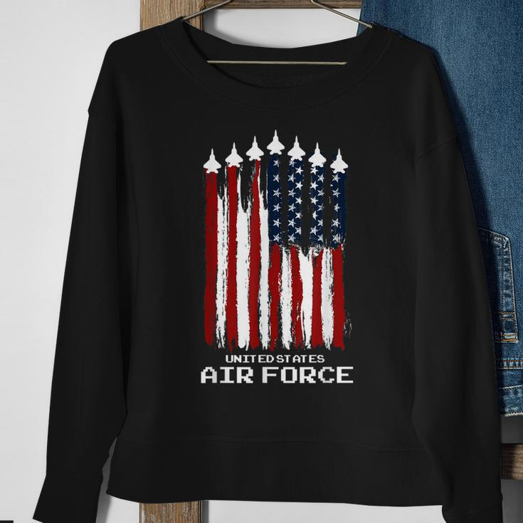 Vintage Us Air Force Veterans Usa American Flag 4Th Of July Sweatshirt Gifts for Old Women