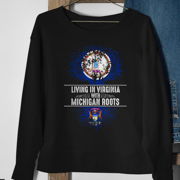 Virginia Home Michigan Roots State Tree Flag Love Gift Sweatshirt Gifts for Old Women