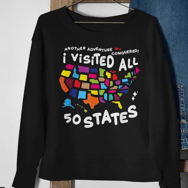 I Visited All 50 States Us Map Travel Challenge Sweatshirt Gifts for Old Women