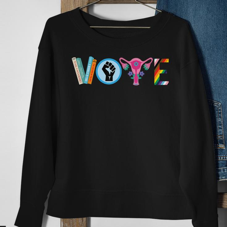 Vote Banned Books Black Lives Matter Lgbt Gay Pride Equality Sweatshirt Gifts for Old Women