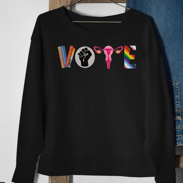 Vote Banned Books Reproductive Rights Blm Political Activism Sweatshirt Gifts for Old Women