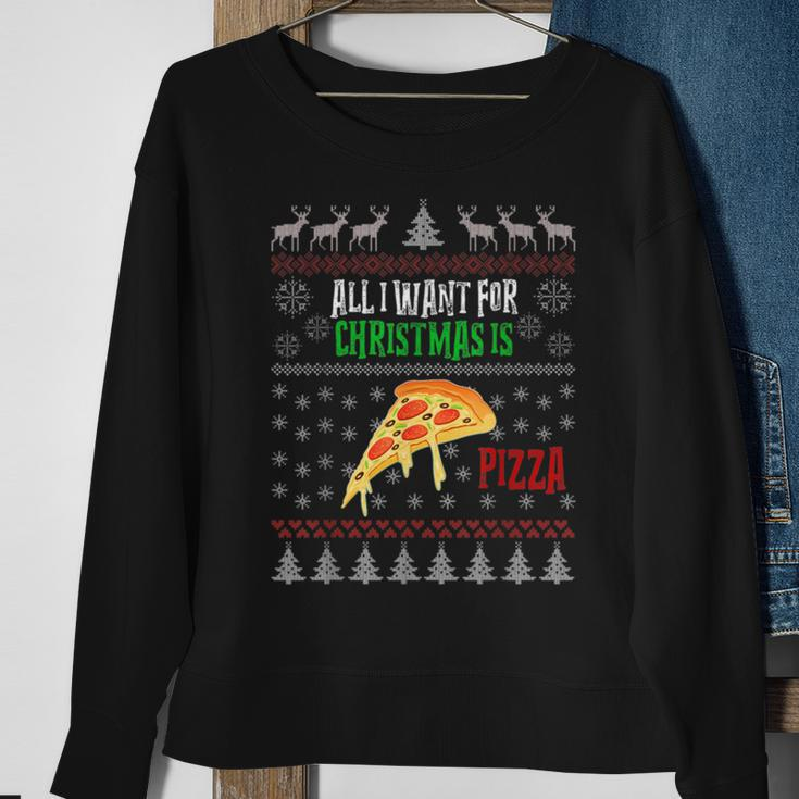 All I Want For Christmas Is Pizza Ugly Christmas Sweaters Sweatshirt Gifts for Old Women