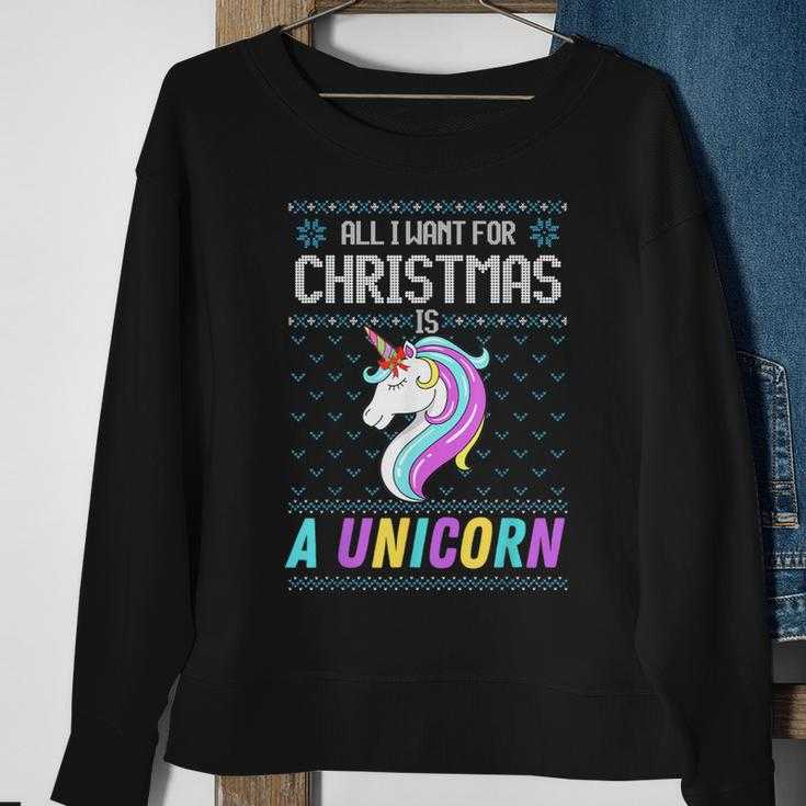 All I Want For Christmas Is A Unicorn Ugly Sweater Xmas Fun Sweatshirt Gifts for Old Women