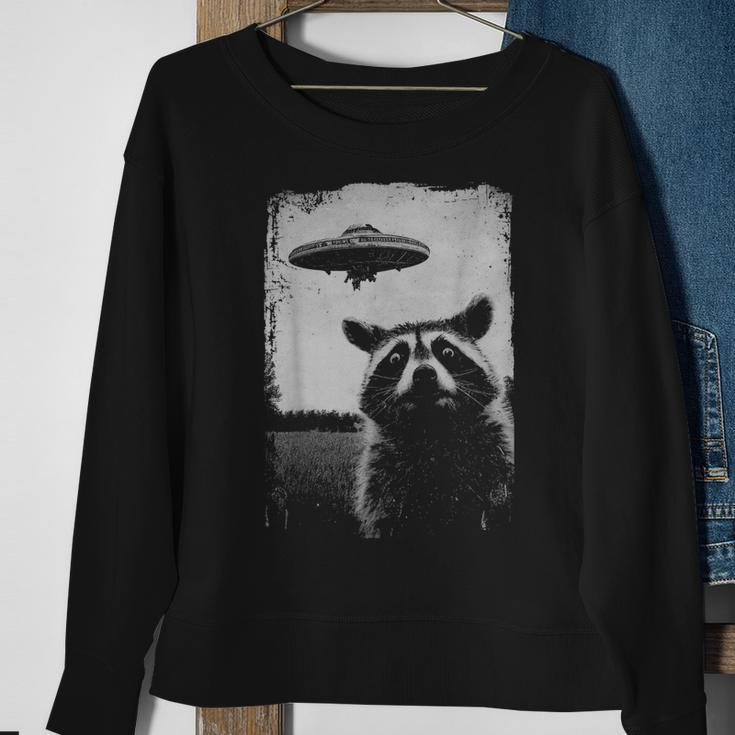 Weird Ufo Raccoon Alien Sweatshirt Gifts for Old Women