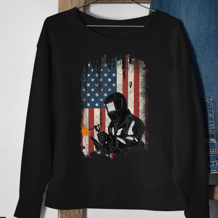 Welder American Flag Welding Usa Patriotic Father Gift Sweatshirt Gifts for Old Women