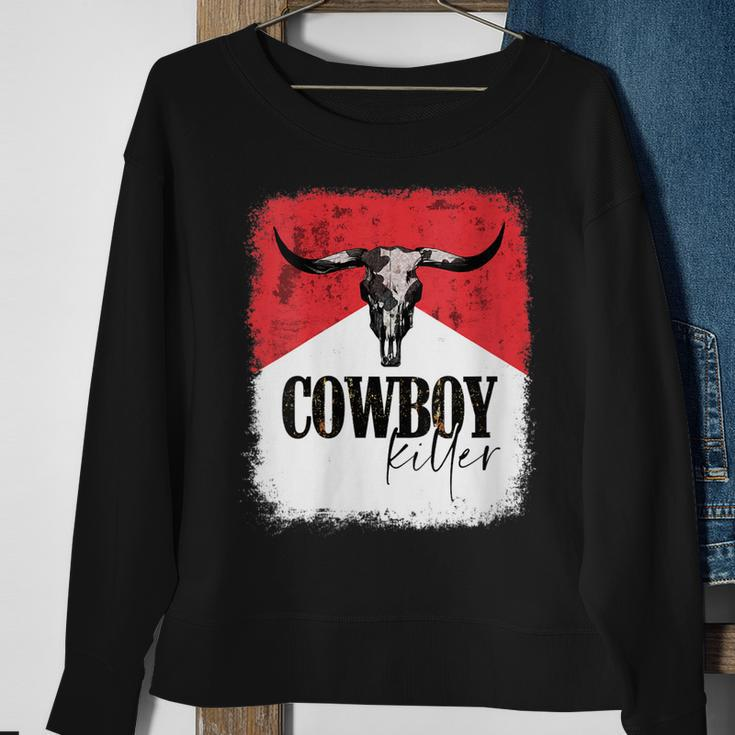 Western Bull Skull Cowboy Killer Cowgirl Gift For Womens Sweatshirt Gifts for Old Women