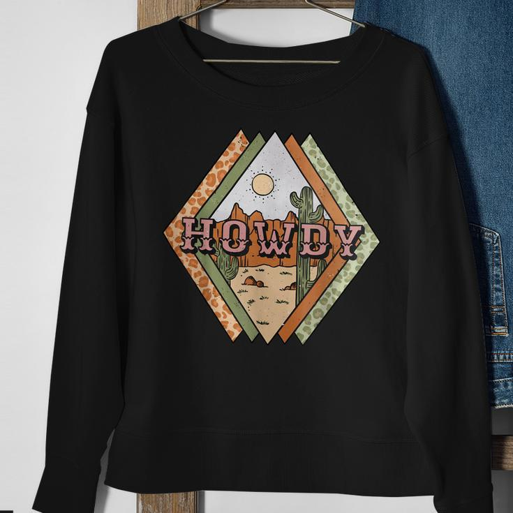 Western Country Cowgirl Rodeo Horse Girl Howdy Cactus Desert Sweatshirt Gifts for Old Women