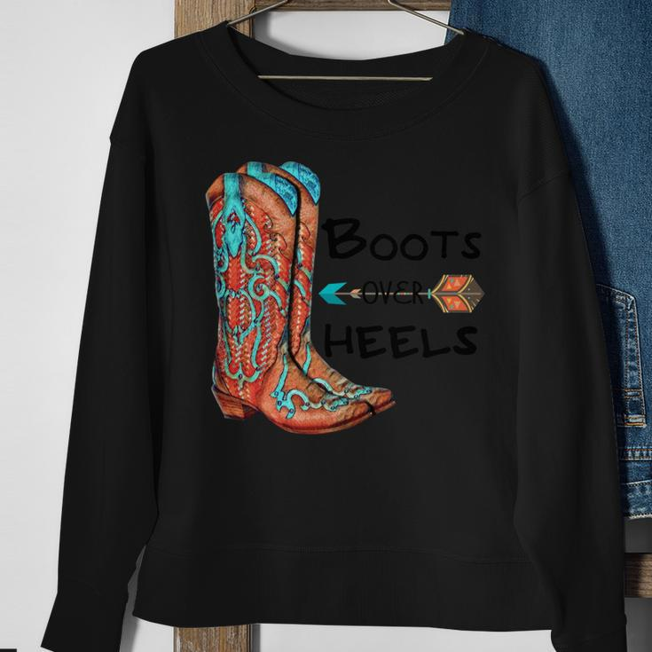 Western Cowgirl Boots Over Heels Cowboy Boots Country Girl Sweatshirt Gifts for Old Women