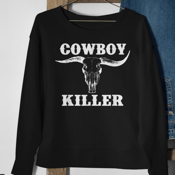 Western Cowgirl Vintage Punchy Cowboy Killers Bull Horn Bone Sweatshirt Gifts for Old Women