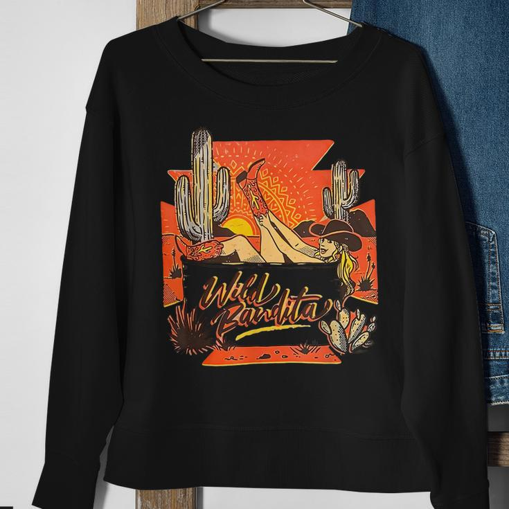 Western Southern Wild Bandita Cactus Rodeo Cowgirl Sweatshirt Gifts for Old Women