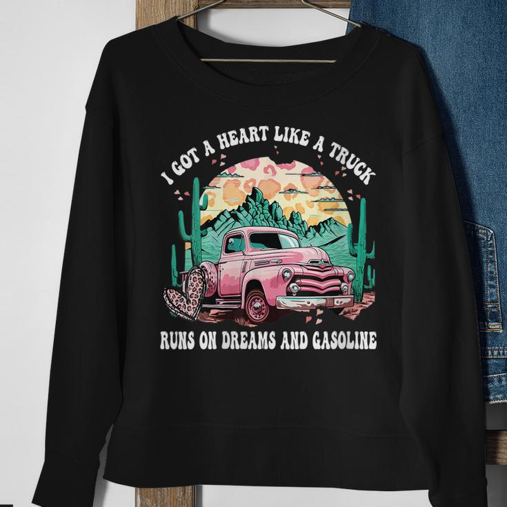 Western Sunset I Got A Heart Like A Truck Cowgirl Cowboy Gift For Womens Sweatshirt Gifts for Old Women