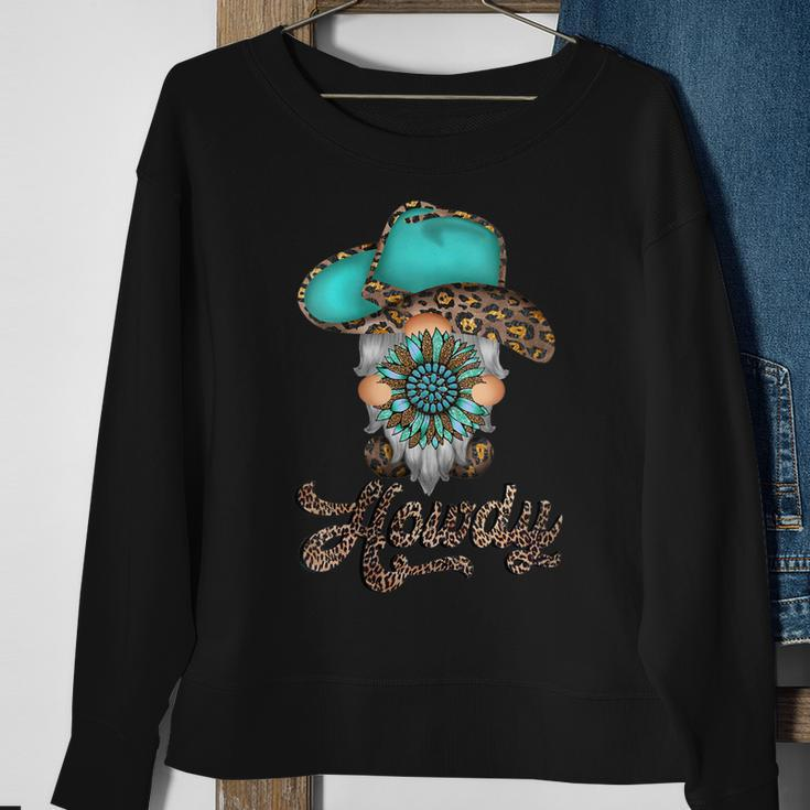 Western Texas Cowboy Hat Turquoise Gnome Cowgirl Rodeo Howdy Gift For Womens Sweatshirt Gifts for Old Women