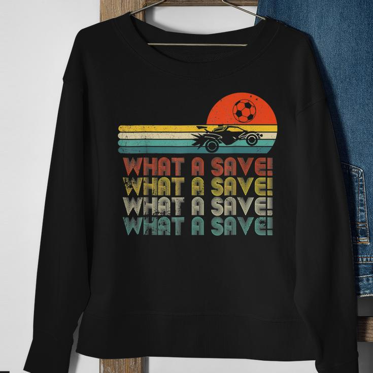 What A Save Vintage Retro Rocket Soccer Car League Funny Soccer Funny Gifts Sweatshirt Gifts for Old Women