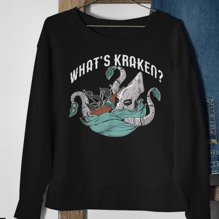 Whats Kraken Funny Cephalod Meme Crackin Pun Gift Sweatshirt Gifts for Old Women