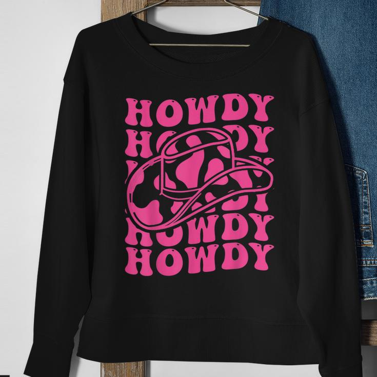 White Howdy Pink Country Western Cowgirl Southern Vintage Sweatshirt Gifts for Old Women