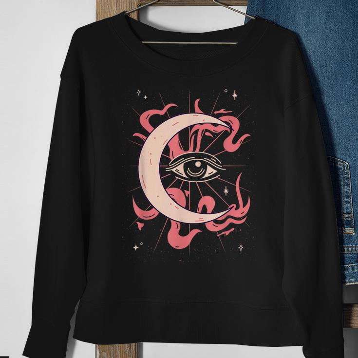 Wiccan Mall Goth Alt Clothing Moon Protection Evil Eye Sweatshirt Gifts for Old Women