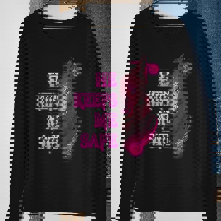 Wolf He Keeps Me Safe - She Keeps Me Wild Gifts For Wolf Lovers Funny Gifts Sweatshirt Gifts for Old Women