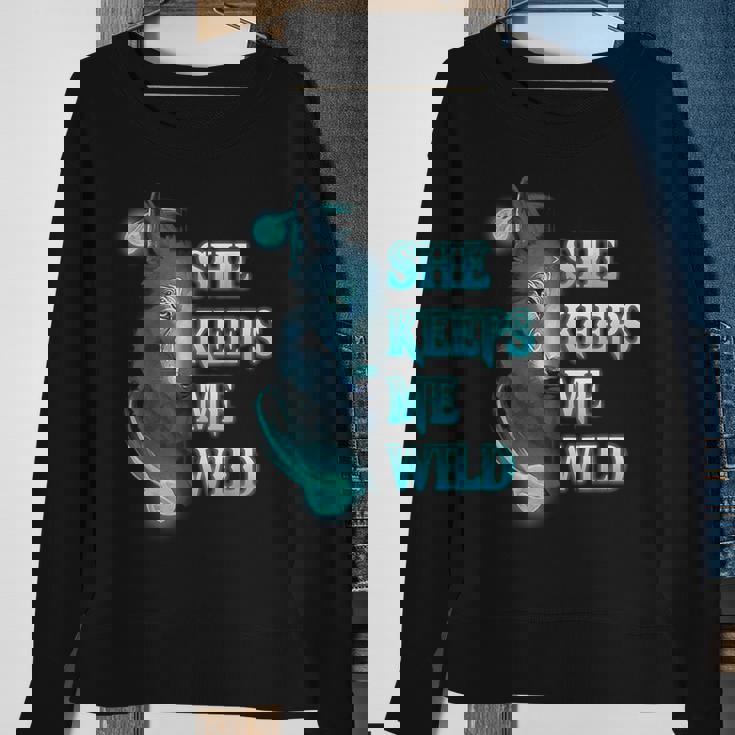 Wolf She Keeps Me Wild - He Keeps Me Safe Gifts For Wolf Lovers Funny Gifts Sweatshirt Gifts for Old Women
