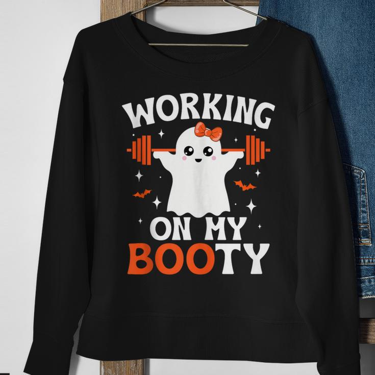 Working On My Booty Halloween Ghost Gym Workout Sweatshirt Gifts for Old Women